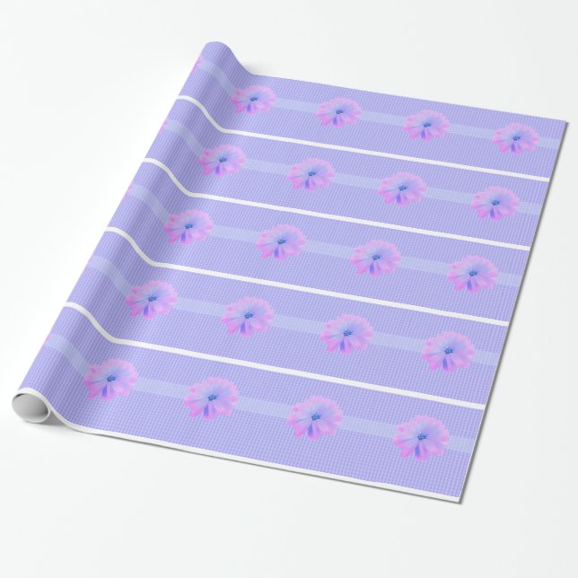 Purple Flowers and a Scroll Pattern Wrapping Paper (Unrolled)