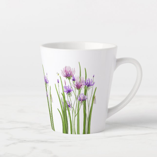 Purple Flowers and Bugs Latte Mug (Right)