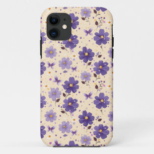 Purple Flowers and Butterflies Floral Cell Phone iPhone 11 Case