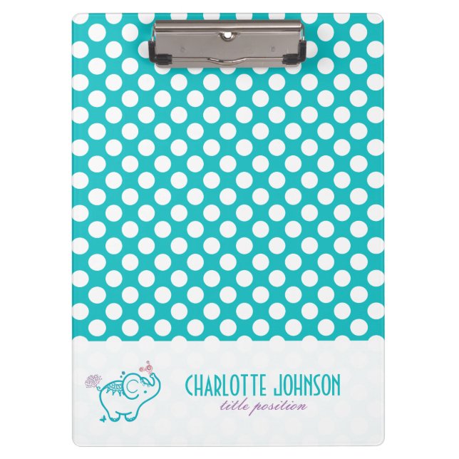 Purple Flowers And Cute Baby Elephant Clipboard (Front)