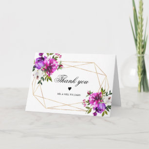 Purple Flowers and Greenery Leaves Card
