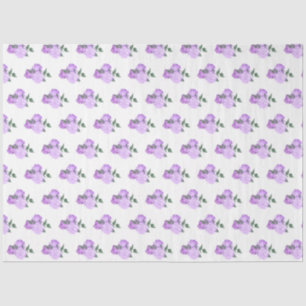 Purple Flowers and Greenery Pattern Tissue Paper