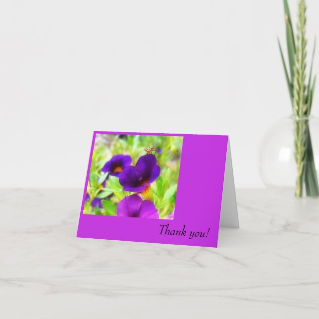 Purple Flowers and Insect Thank You card (Front)