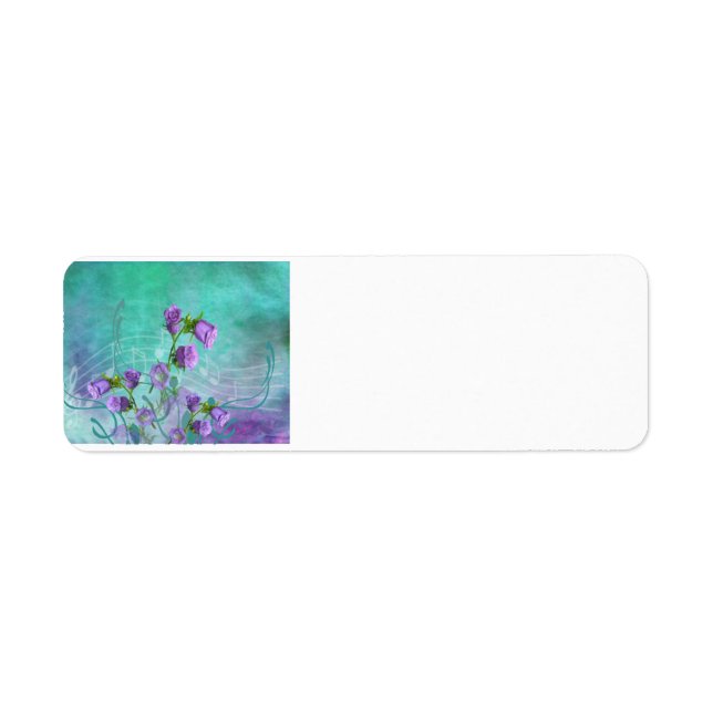 Purple Flowers and Musical Notes Return Address Label (Front)