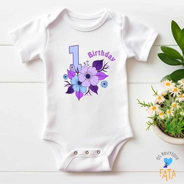 Purple flowers baby bodysuit (Creator Uploaded)