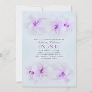 purple flowers beach bridal shower invitation