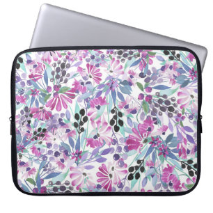 Purple Flowers & Berries: Watercolor Laptop Sleeve