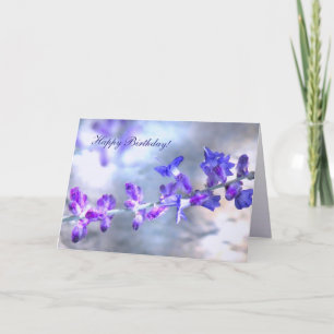 Purple Flowers Birthday Card