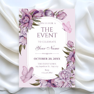 Purple flowers bloom invitation