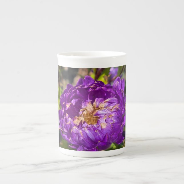 Purple flowers bone china mug (Front)