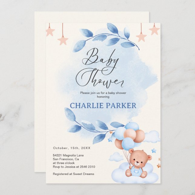 Purple Flowers Bouquet Invitation (Front/Back)