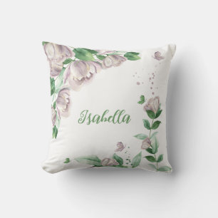 purple flowers butterflies cushion