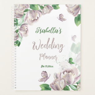 purple flowers & butterflies greenery wedding planner