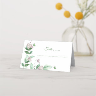 purple flowers butterflies wedding place card
