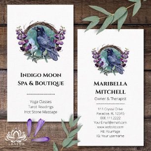 Purple Flowers Celestial Raven Crystals Wreath  Business Card