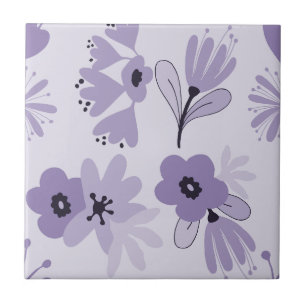 Purple Flowers  Ceramic Tile