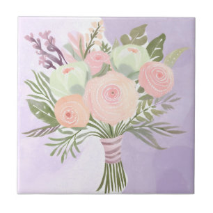 Purple Flowers Ceramic Tile