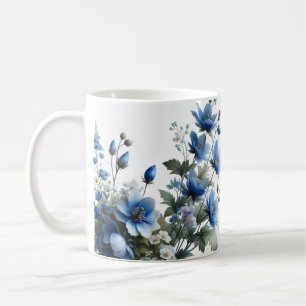 Purple flowers coffee tea mug cup
