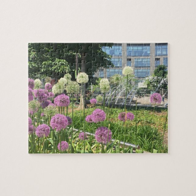 Purple Flowers Columbus Circle NYC New York City Jigsaw Puzzle (Horizontal)