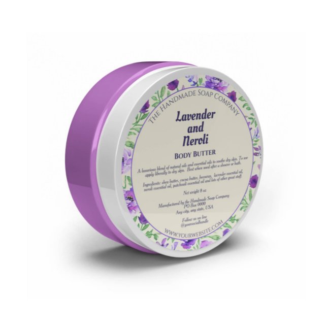 Purple Flowers Cosmetics Jar Label (Creator Uploaded)