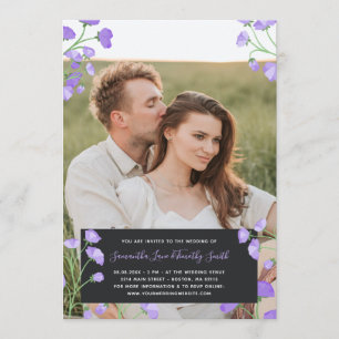 Purple Flowers Custom Photo Wedding Invitation