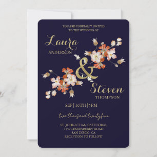 Purple Flowers Decoration Wedding Invitation