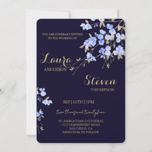 Purple Flowers Decoration Wedding Invitation