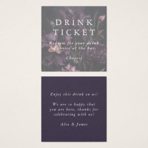 Purple Flowers Drink Ticket Wedding Bar Token