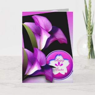 Purple Flowers Easter Card