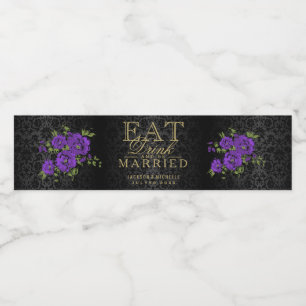 Purple Flowers - Eat, Drink and Be Married Water Bottle Label