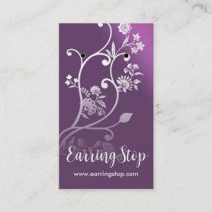 Purple Flowers Floral Earring Cards