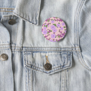 Purple Flowers, Floral Pattern, Pattern Of Flowers 6 Cm Round Badge