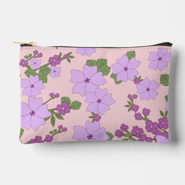 Purple Flowers, Floral Pattern, Pattern Of Flowers Accessory Pouch (Front)