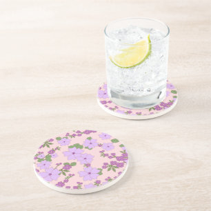 Purple Flowers, Floral Pattern, Pattern Of Flowers Coaster