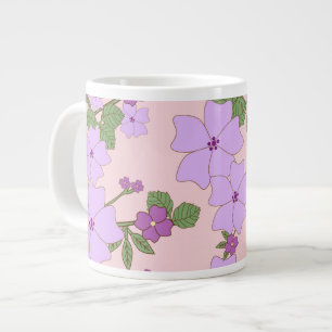 Purple Flowers, Floral Pattern, Pattern Of Flowers Large Coffee Mug