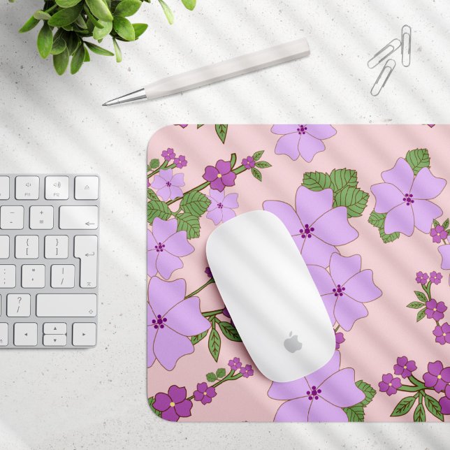 Purple Flowers, Floral Pattern, Pattern Of Flowers Mouse Pad (Creator Uploaded)