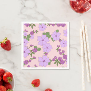 Purple Flowers, Floral Pattern, Pattern Of Flowers Napkin