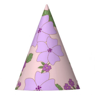 Purple Flowers, Floral Pattern, Pattern Of Flowers Party Hat