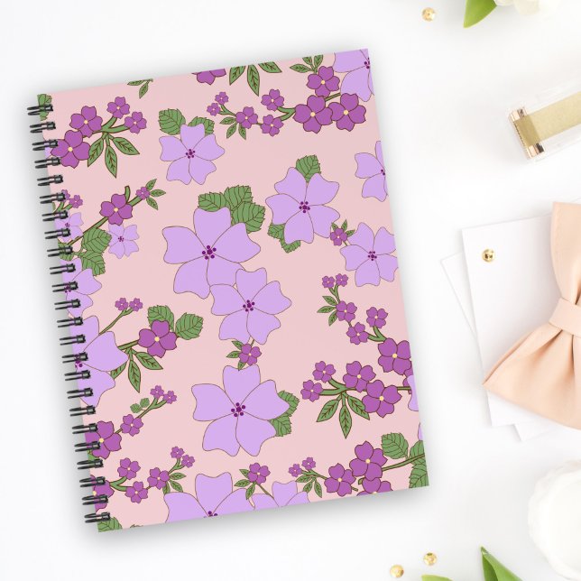 Purple Flowers, Floral Pattern, Pattern Of Flowers Planner (Creator Uploaded)