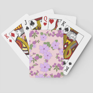 Purple Flowers, Floral Pattern, Pattern Of Flowers Playing Cards