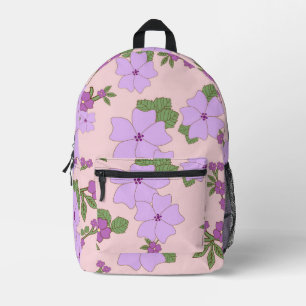 Purple Flowers, Floral Pattern, Pattern Of Flowers Printed Backpack