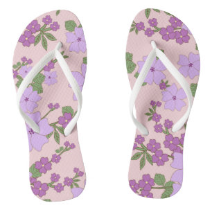 Purple Flowers, Floral Pattern, Pattern Of Flowers Thongs