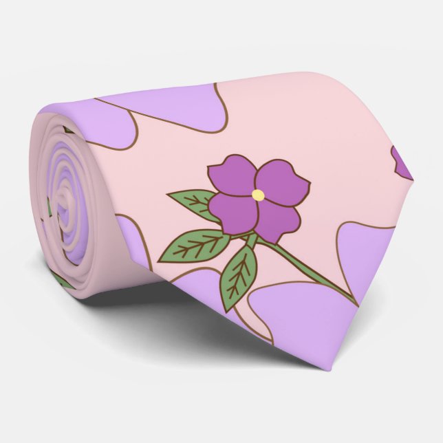 Purple Flowers, Floral Pattern, Pattern Of Flowers Tie (Rolled)