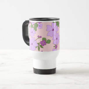 Purple Flowers, Floral Pattern, Pattern Of Flowers Travel Mug