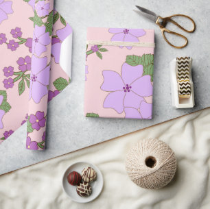 Purple Flowers, Floral Pattern, Pattern Of Flowers Wrapping Paper