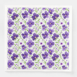 Purple Flowers Floral Seamless Pattern Napkin