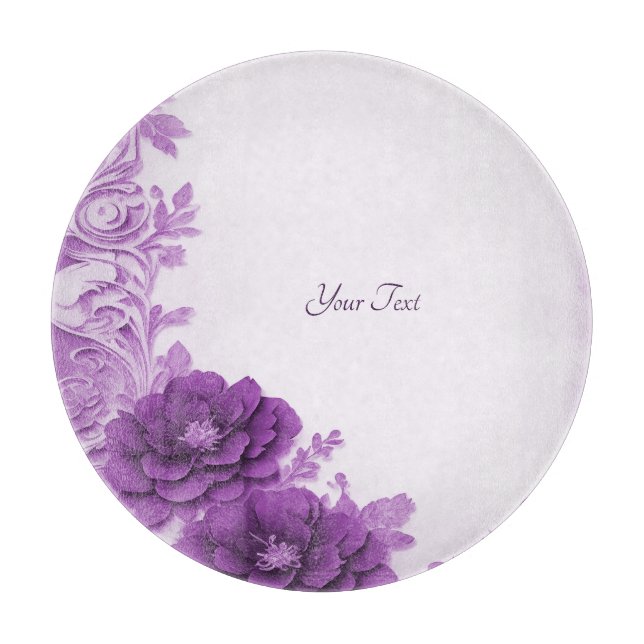Purple Flowers Flourish Cutting Board (Front)