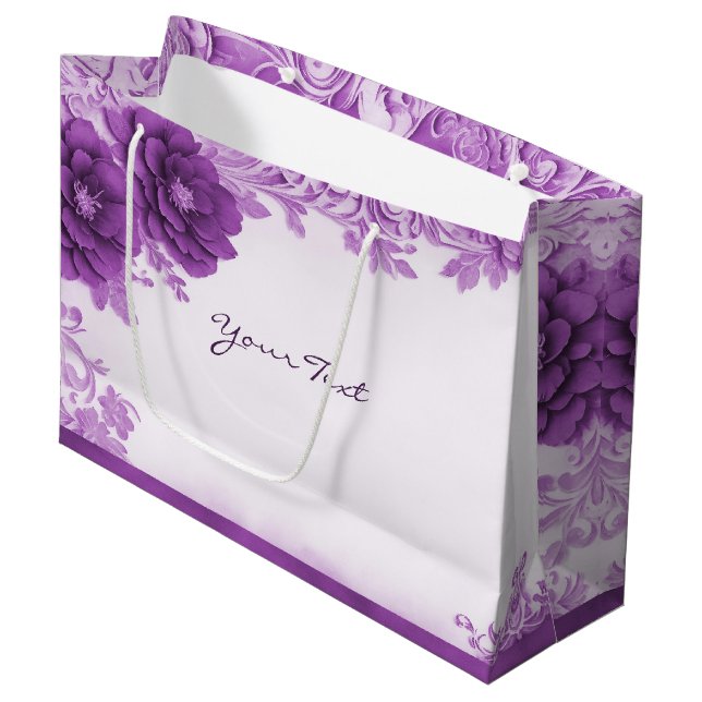 Purple Flowers Flourish Gift Bag (Front Angled)