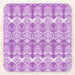 Purple Flowers Flourish Paper Coaster