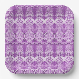 Purple Flowers Flourish Paper Plate